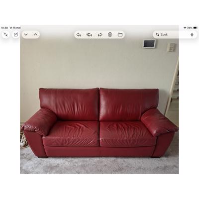 Rood leren Comfortabele 3 persoons bank