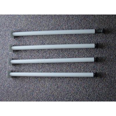 4 witmetalen tafelpoten, 30 mm rond, verstelbaar, 70 cm hoog