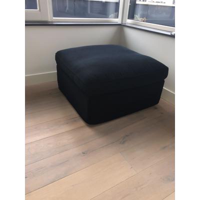 Hocker fijne zwarte rib 85x85x45cm