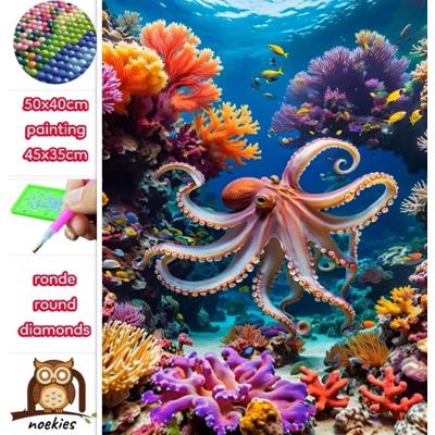 50x40cm Diamond Painting octopus (rond) nr 81 