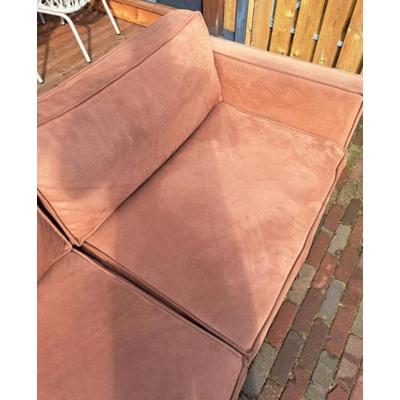 Comfortabele 3-zits bank van suède (bruin)