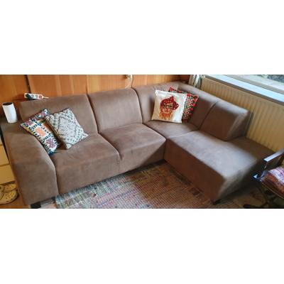 Bruine 3 pers hoekbank