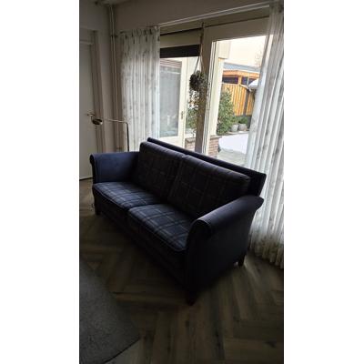 Mooie diepblauwe bank met eventueel 2 bijpassende fauteuils