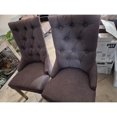 4 bruine, stoffen eettafelstoelen