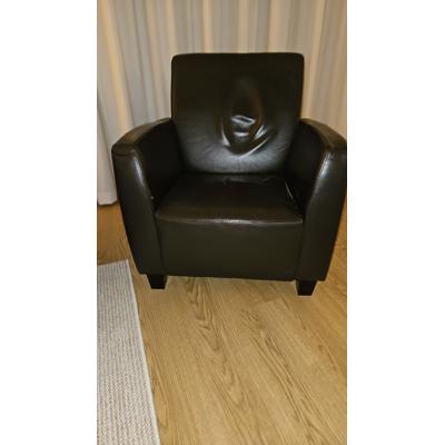 Fauteuil donkerbruin leer