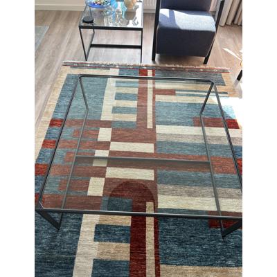 Glazen salontafel - antraciet kleurig stalen frame 