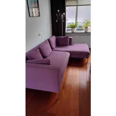 Leuke paarse bank met chaise longue, 2.54 breed