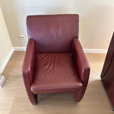 6 leren eetkamerstoelen