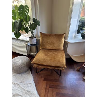 okergele fauteuil velvet stof