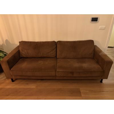 Bank WOOOD 230cm breed bruin velours stof