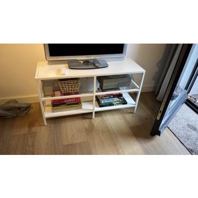 TV meubel wit metaal en glas
