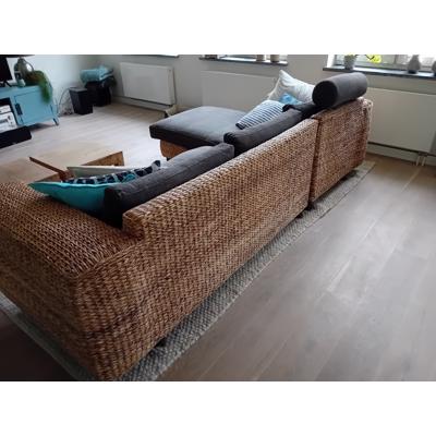 Hoekbank  160x280cm met rotan basis