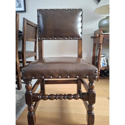 Eiken stoelen met leer bekleed 6 stuks heel mooi