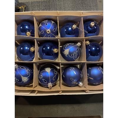 Kerstballen 6cm doorsnee, koningsblauw, drie verschillende