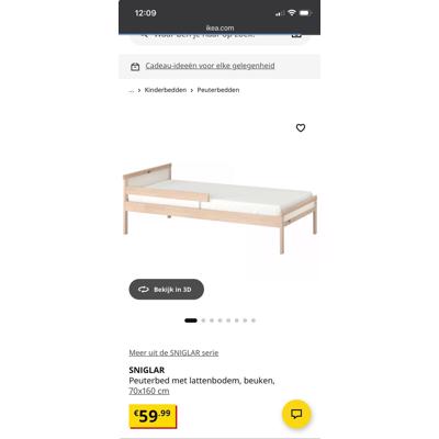 IKEA sniglar Peuterbed incl lattenbodem en matras