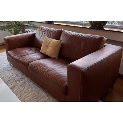 Goossens leren bank kleur cognac 182 breed x 92 diep