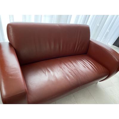 Rood lederen 2 EN 2,5 zits bank