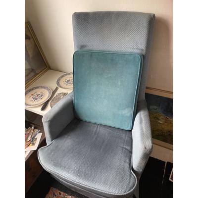 designstoel stof blauw hoge rugleuning