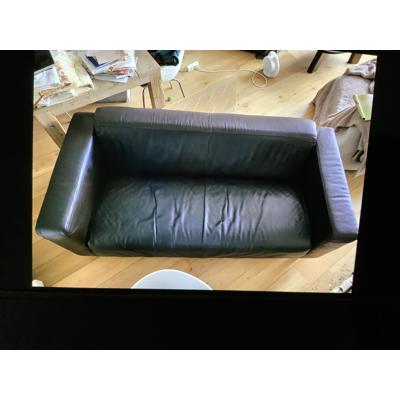 Bank, 2,5 zits pull up leer donkerbruin