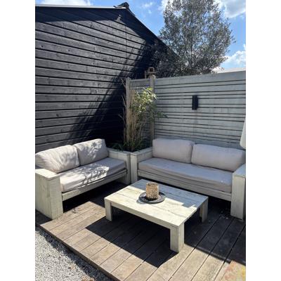 Houten tuinset met kussens incl.tafel