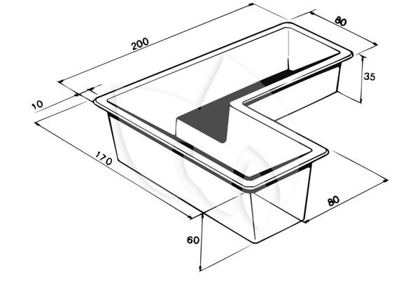 L-vormige polyester vijver - vijver2