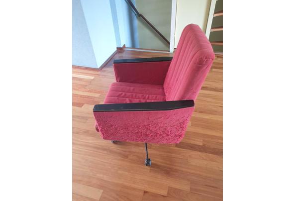 Vintage rode bureaustoel op wieltjes - Bureaustoel-04
