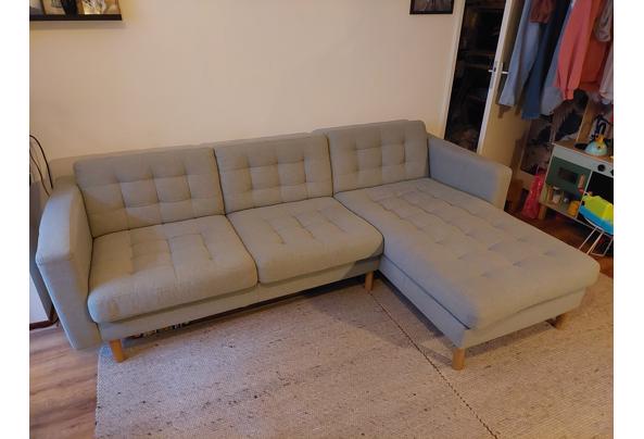 IKEA Landskrona 3-zitsbank, chaise longue/Gunnared lichtgroen/hout - 20241203_091715