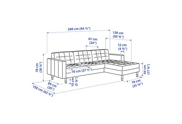 IKEA Landskrona 3-zitsbank, chaise longue/Gunnared lichtgroen/hout - landskrona-3-zitsbank-met-chaise-longue-gunnared-lichtgroen-hout__1039701_pe840436_s5