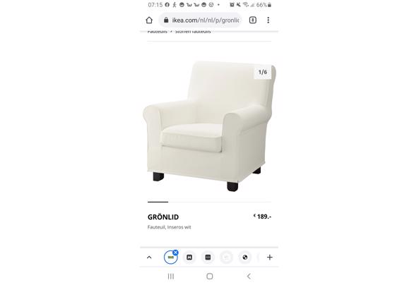 Stoel fauteuil wit ikea gronlid - Screenshot_20210321-071546_Chrome