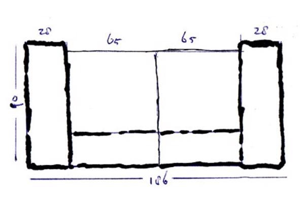 Bankstel, echt leer, praktisch in nieuwstaat - 2,5-zits