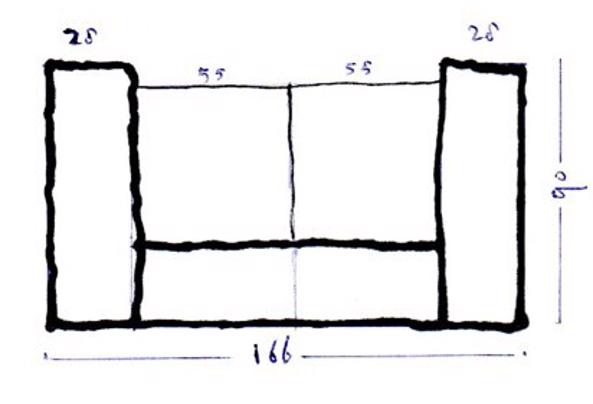 Bankstel, echt leer, praktisch in nieuwstaat - 2-zits