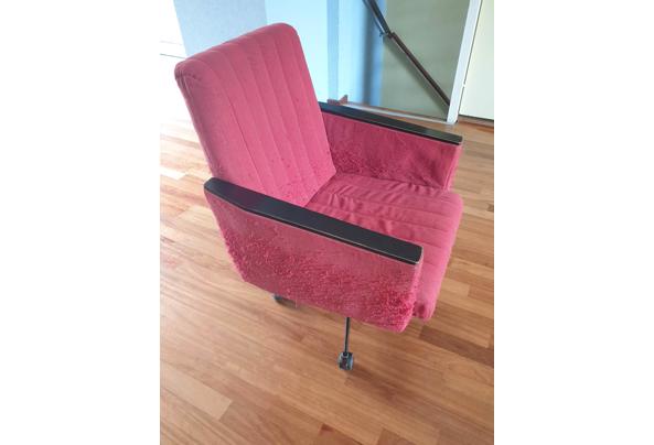 Vintage rode bureaustoel op wieltjes - Bureaustoel-03