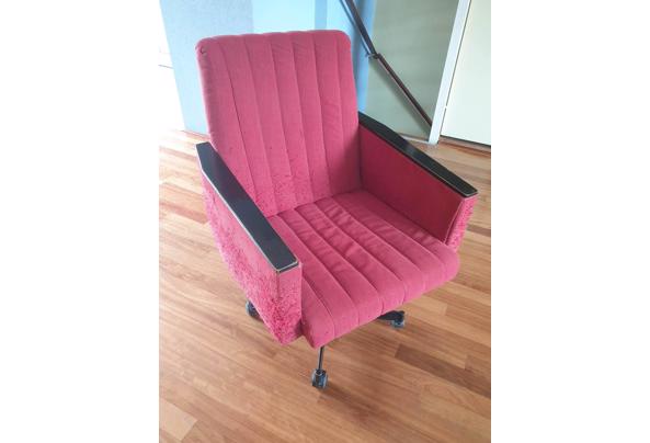 Vintage rode bureaustoel op wieltjes - Bureaustoel-02