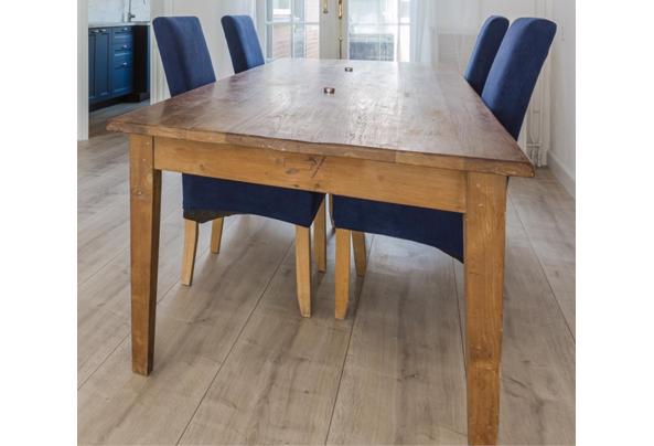 Lange houten eettafel + 4 stoelen - 1-03