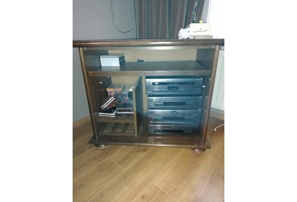 Donker eiken tv meubel mat draai plateau - TV-stereokast-voorzijde_637399178805483188
