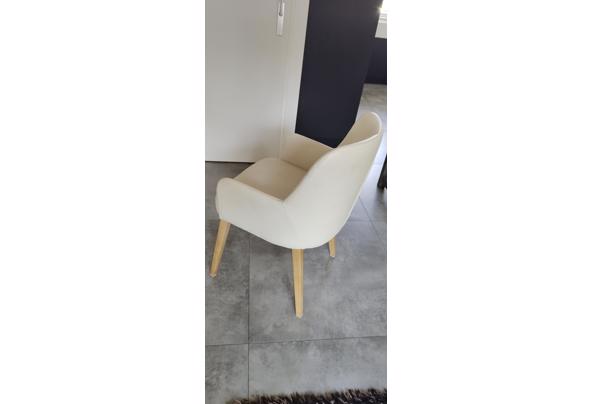 6 handgemaakte leren witte eettafel stoelen - IMG_20230726_180041
