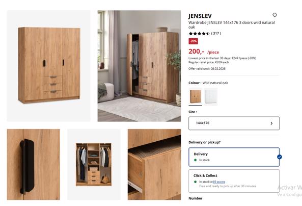 Wardrobe Jysk 144x176 3 doors - Wardrobe