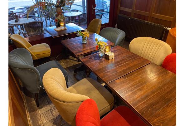 4 Velvet zitstoelen blauw & geel - 4a820e0d-99f9-4794-ae3d-a1ab06a85b50