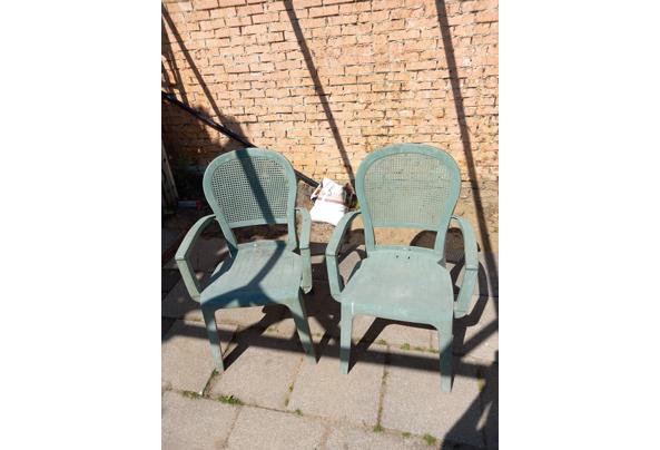 2 groene tuinstoelen - stoelen