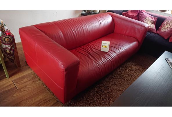 Ikea Klippan bank rood kunstleer - DSC_0100