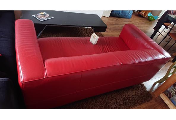 Ikea Klippan bank rood kunstleer - DSC_0101