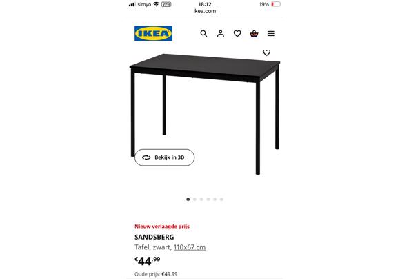 Tafel zwart Ikea Sandsberg - IMG_8520