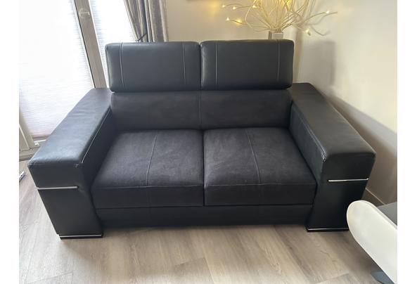 Zwartleren bank, 2 personen, electrisch - IMG_0348