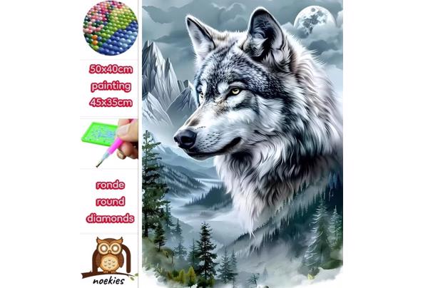 50x40cm Diamond Painting winter wolf (rond) nr 79 - nr-75-(4)_639175073161990431