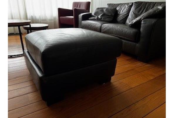 Lederen Bank met poef - poef