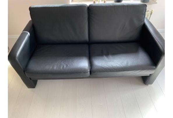 Zwarte leren 2 zitsbank - bank