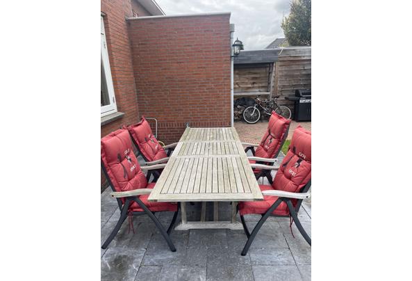  Tuinset; teakhouten tafel + 4 aluminium verstelbare tuinstoelen - IMG_1831