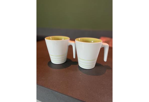 Koffie- of theemokken IKEA 9 stuks wit-groen met oor - IMG_4786