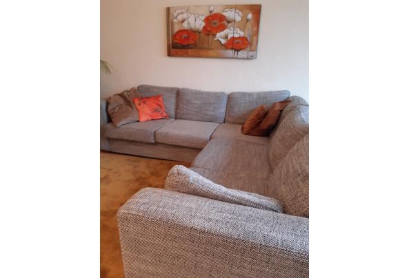 Fijne hoekbank, zwart witte stof, lellere loungebank - 20250529_104542