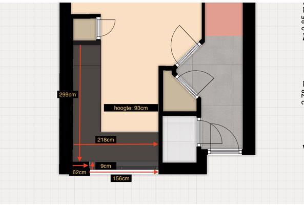 hoek keuken (2007) inclusief apparatuur (2015) - afmetingen_keuken